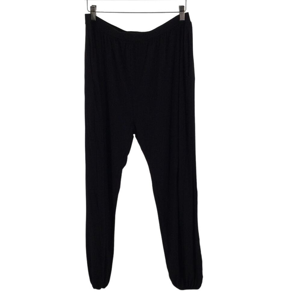 LULU'S SZ L black pull on staycation relax yoga workout jogger pants NEW B125